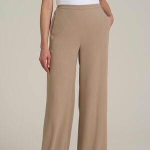 American Tall Pull-On Crepe Ultra Wide Pants for tall women in Dark Sand Size XL